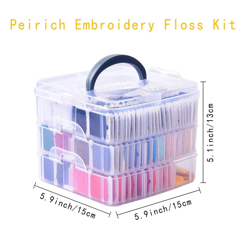Peirich 201 Pack Embroidery Floss Kit, Includes Embroidery Threads 3-Tier Organizer Box Embroidery Kits for Friendship Bracelets Cross stitch DIY Floss Craft, Gift for Halloween Christmas Mother's Day - Image 2